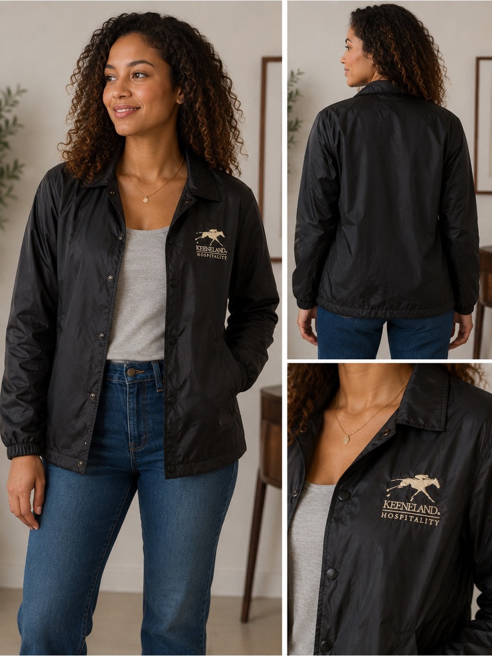 Keeneland Hospitality Women's Black Bomber Coach Jacket